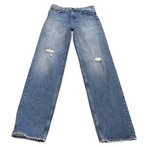ASKK NY Straight Jeans Womens 25 Firebird Mid Rise Light Wash Distressed USA